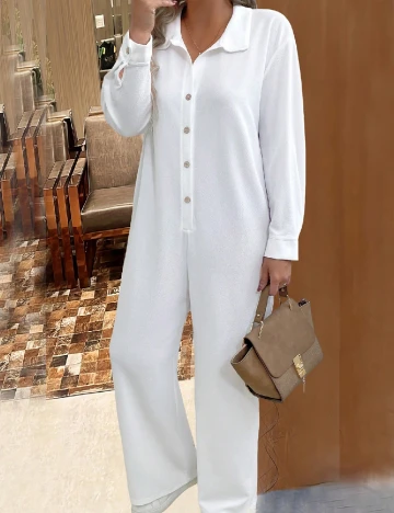 Salopeta SHEIN CURVE, alb