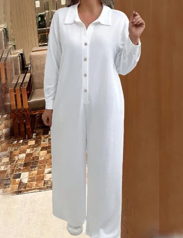 Salopeta SHEIN CURVE, alb