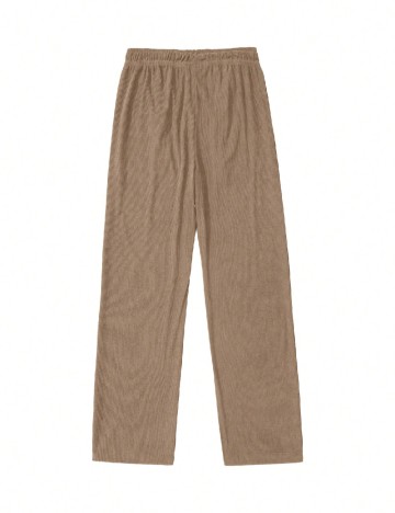 Pantaloni SHEIN Plus Size Men, maro deschis