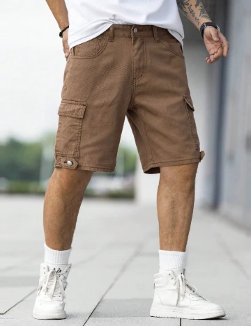 Pantaloni scurti SHEIN Plus Size Men, maro