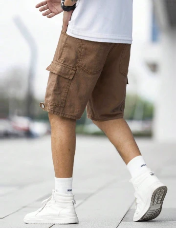 Pantaloni scurti SHEIN Plus Size Men, maro