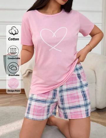 Pijama SHEIN CURVE, roz