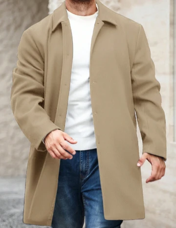 Palton SHEIN Plus Size Men, bej