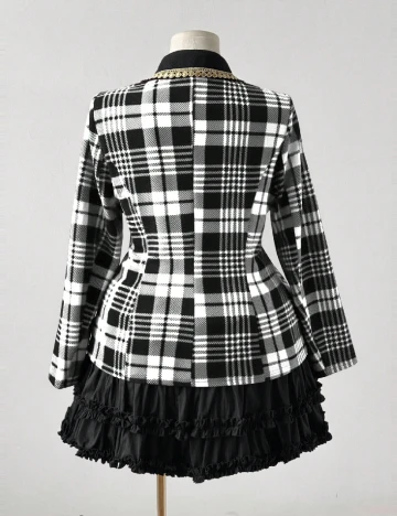 Sacou SHEIN CURVE, negru/alb