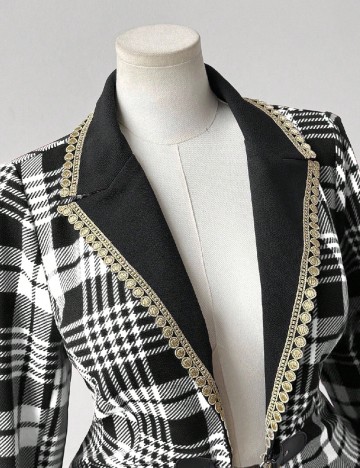 Sacou SHEIN CURVE, negru/alb