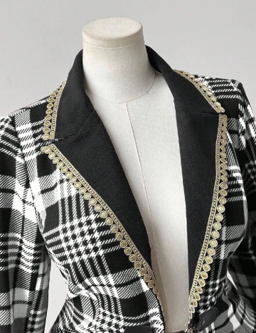 Sacou SHEIN CURVE, negru/alb