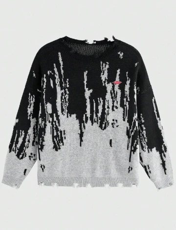 Pulover SHEIN Plus Size Men, negru/gri