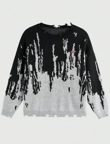 Pulover SHEIN Plus Size Men, negru/gri