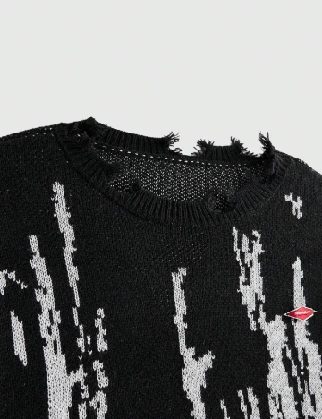 Pulover SHEIN Plus Size Men, negru/gri