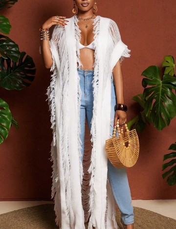 Kimono SHEIN CURVE, alb