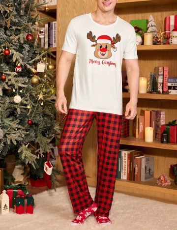 
						Pijama SHEIN, rosu/crem