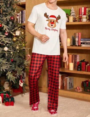 Pijama SHEIN, rosu/crem