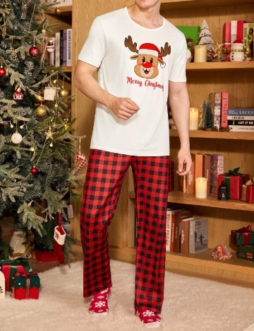 Pijama SHEIN, rosu/crem