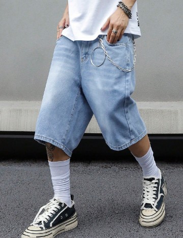 
						Pantaloni scurti SHEIN Plus Size Men, albastru