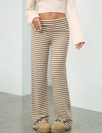 Pantaloni SHEIN, crem/maro