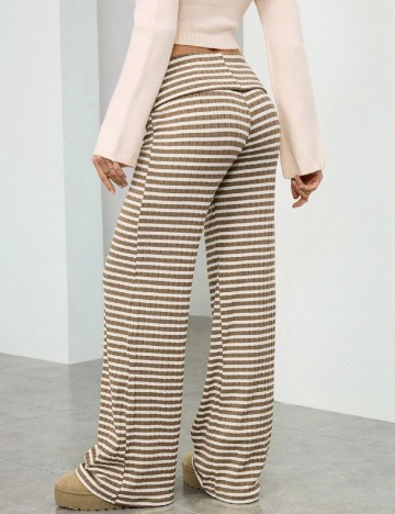 Pantaloni SHEIN, crem/maro