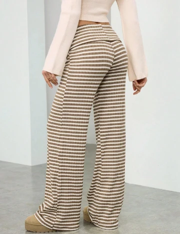 Pantaloni SHEIN, crem/maro