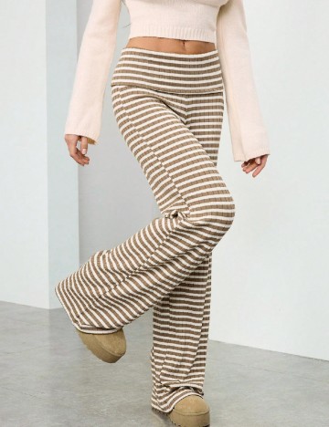 Pantaloni SHEIN, crem/maro