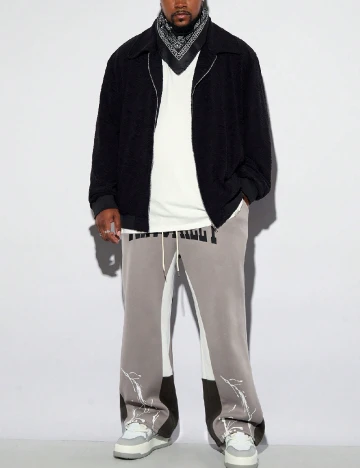 Jacheta SHEIN Plus Size Men, negru