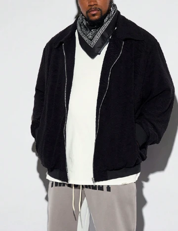 Jacheta SHEIN Plus Size Men, negru