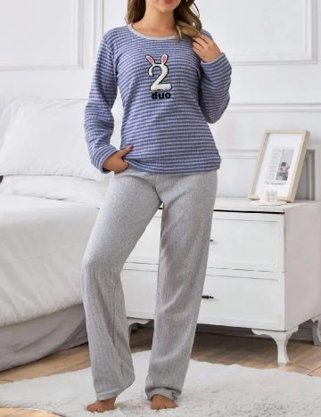 Pijama SHEIN, gri/mov