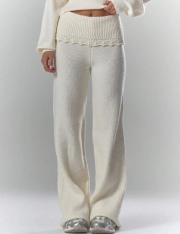 Pantaloni Musera, alb