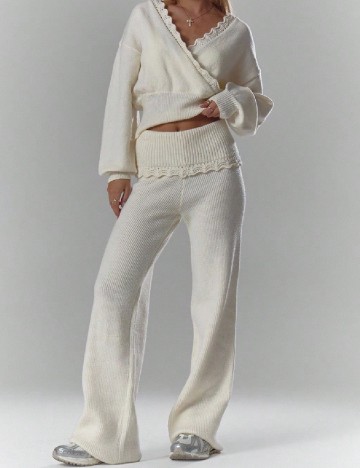 Pantaloni Musera, alb