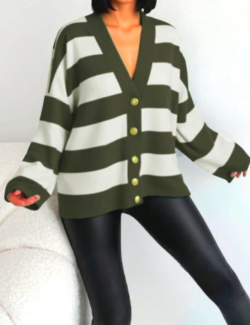 Cardigan SHEIN, ecru/verde