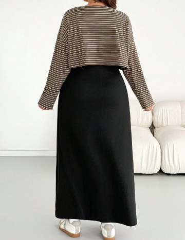 Compleu SHEIN CURVE, maro/negru