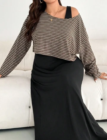 Compleu SHEIN CURVE, maro/negru