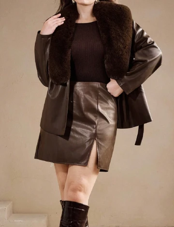 Palton SHEIN CURVE, maro