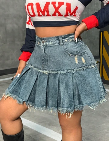 Fusta SHEIN CURVE, albastru