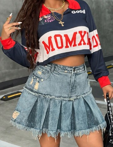 Fusta SHEIN CURVE, albastru