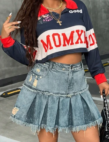 Fusta SHEIN CURVE, albastru