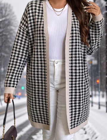 Cardigan SHEIN CURVE, crem/negru