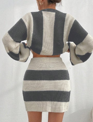 Compleu SHEIN, gri/ecru