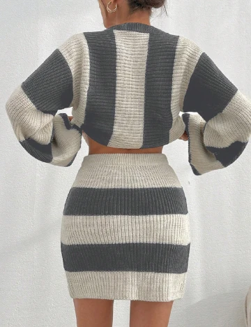 Compleu SHEIN, gri/ecru