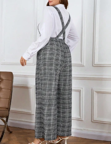 Salopeta SHEIN CURVE, alb/negru