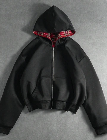 Jacheta reversibila SHEIN, negru/rosu