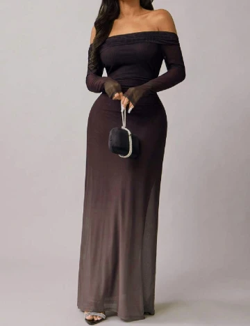 Rochie lunga SHEIN CURVE, negru/maro