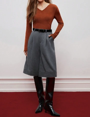 Pantaloni trei sferturi SHEIN, gri