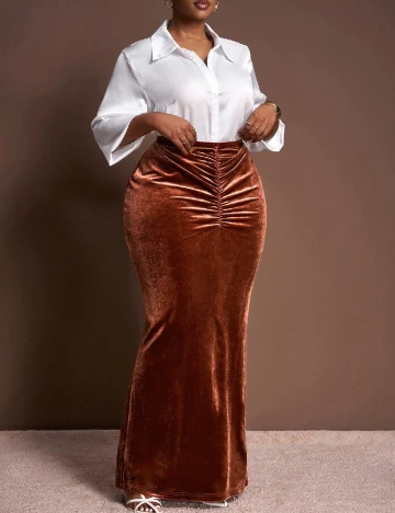 Fusta SHEIN CURVE, maro