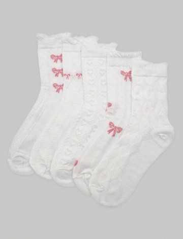 Set sosete 5 perechi Romwe, alb