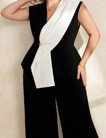 Compleu SHEIN CURVE, negru/alb