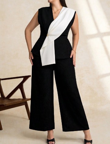 Compleu SHEIN CURVE, negru/alb