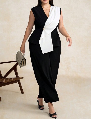 Compleu SHEIN CURVE, negru/alb