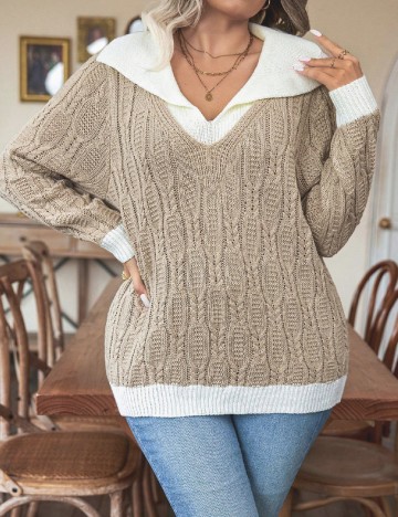 
						Pulover SHEIN CURVE, maro deschis