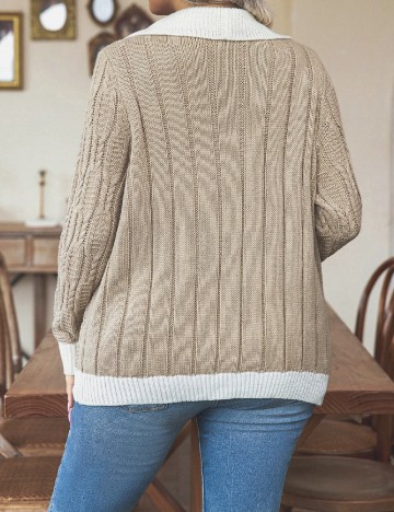 Pulover SHEIN CURVE, maro deschis