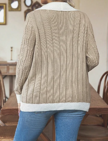 Pulover SHEIN CURVE, maro deschis