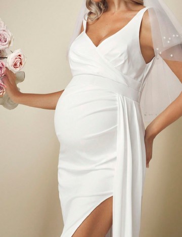 Rochie lunga SHEIN Maternity, alb